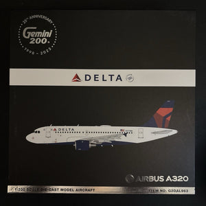 GeminiJets 1:200 Delta Air Lines Airbus A320 N376NW G2DAL963 Diecast Scale Model