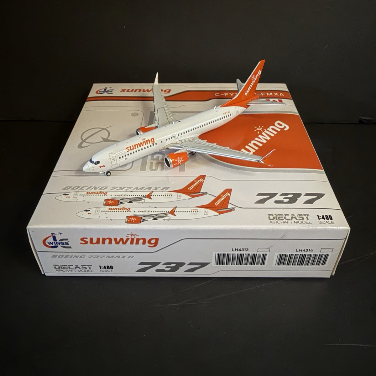 JC Wings 1:400 Sunwing Airlines Boeing 737 MAX 8 C-FYXC Diecast Aircraft Model