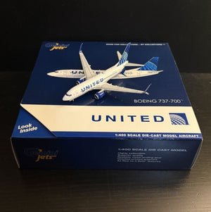GeminiJets 1:400 United Boeing 737-700 N21723 Split Scimitar Evo Blue GJUAL2024
