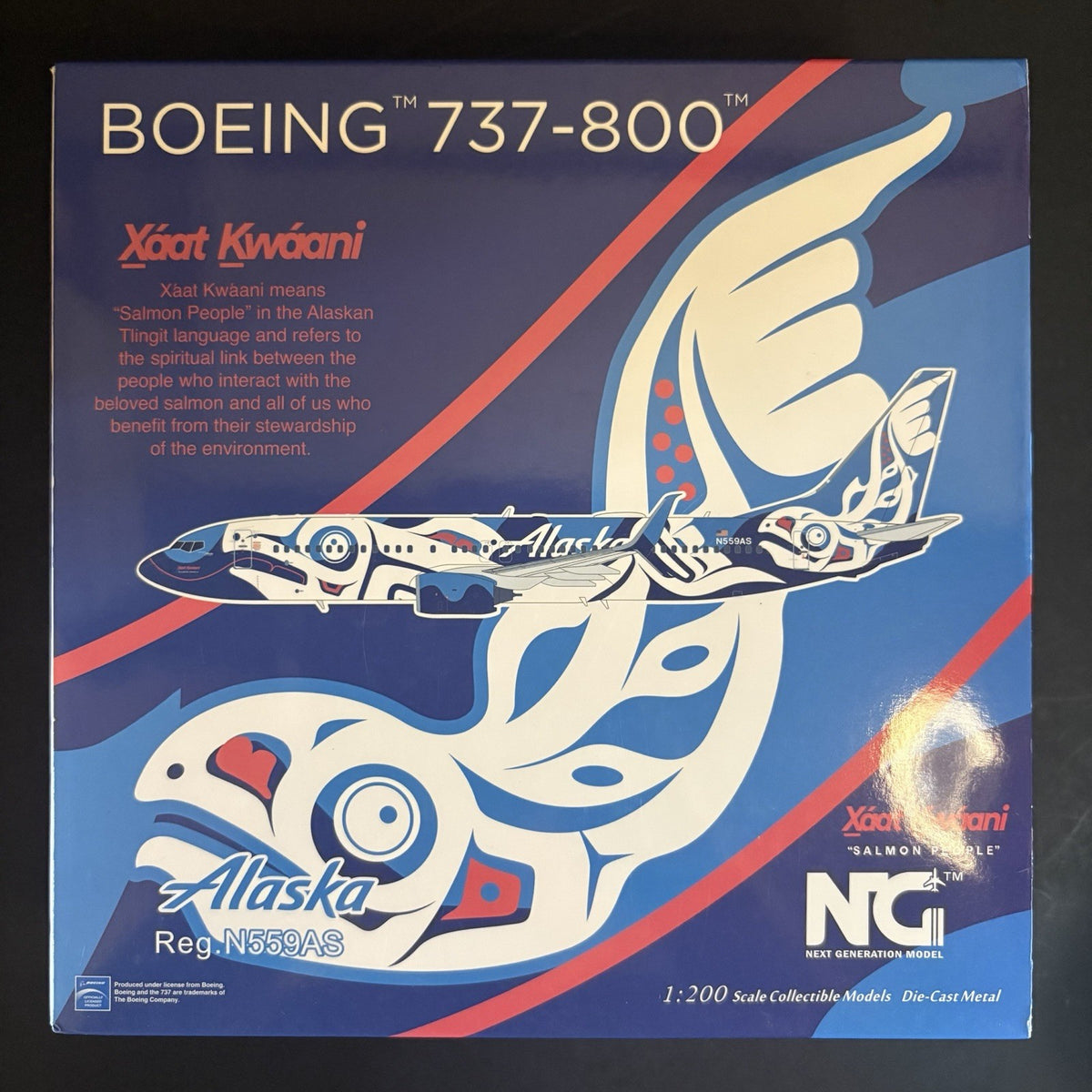 NG Models 1:200 Alaska Airlines Boeing 737-800 N559AS 08001 Salmon Scale Model