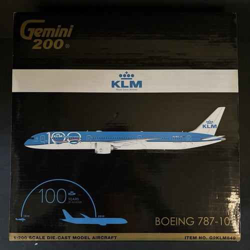 GeminiJets 1:200 KLM Boeing 787-10 Dreamliner 100 Years PH-BKA G2KLM849 Model