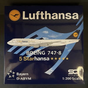 SQ Wings 1:200 Lufthansa Boeing 747-8i D-ABYM L2110 Diecast Scale Model Airplane