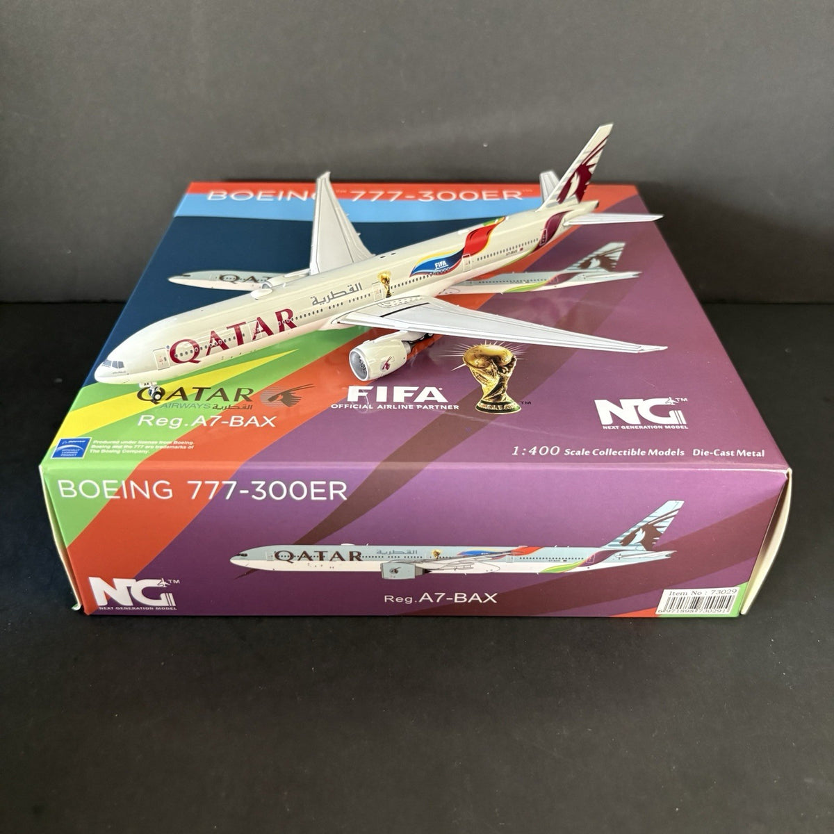 NG Models 1:400 Qatar Airways Boeing 777-300ER A7-BAX FIFA 73029 Scale Diecast