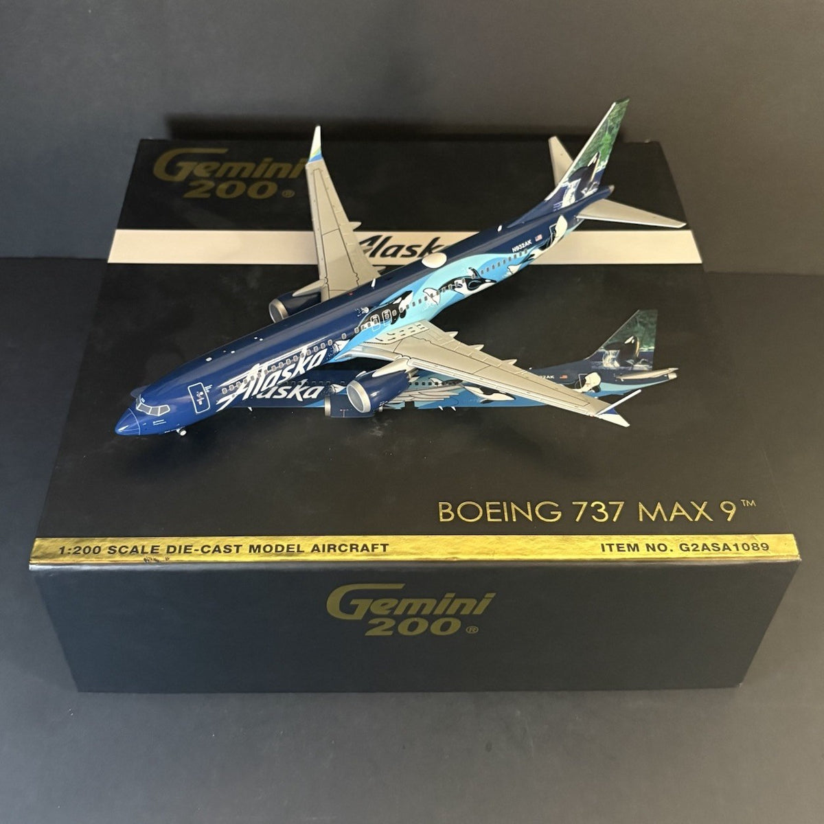 GeminiJets 1:200 Alaska Airlines Boeing 737 MAX 9 Orca N932AK G2ASA1089 Airplane