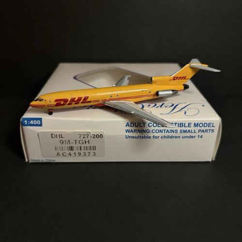 AeroClassics 1:400 DHL Boeing 727-200 9M-TGH AC419373 Diecast Scale Model Plane