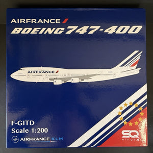 SQ Wings 1:200 Air France Boeing 747-400 Diecast Scale Model Plane F-GITD L2071