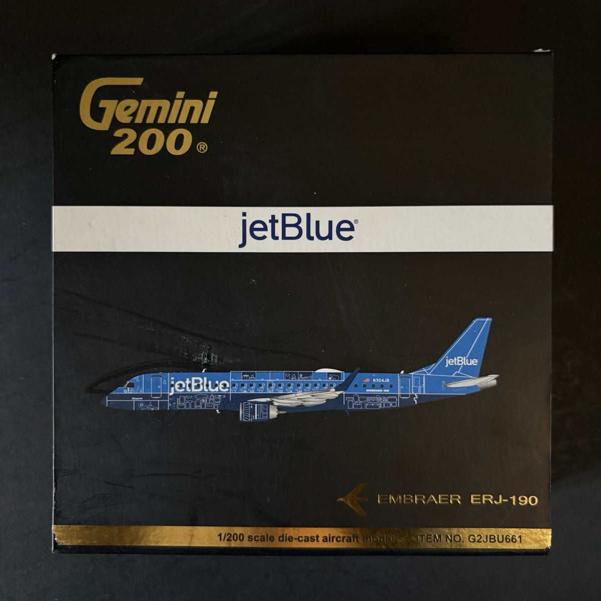 GeminiJets 1:200 JetBlue Airways Embraer ERJ-190 N304JB G2JBU661 Blueprint Model