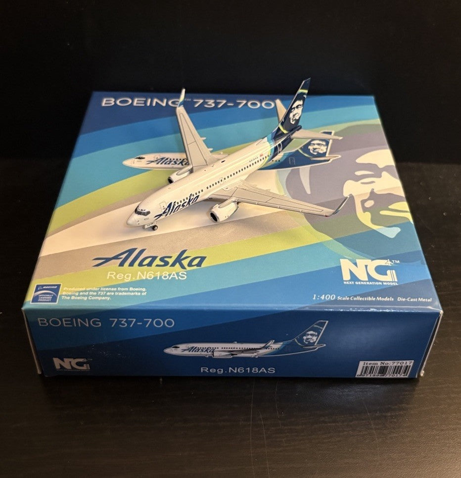 NG Models 1:400 Alaska Airlines Boeing 737-700 N618AS 77017 Scale Airplane