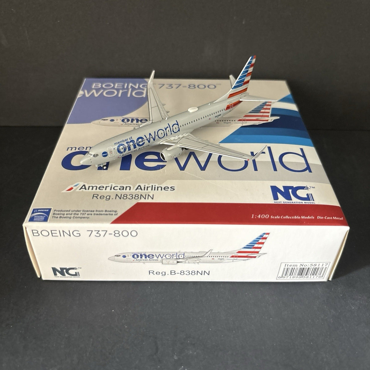 NG Models 1:400 American Airlines Boeing 737-800 N838NN 58117 Scale Plane Model