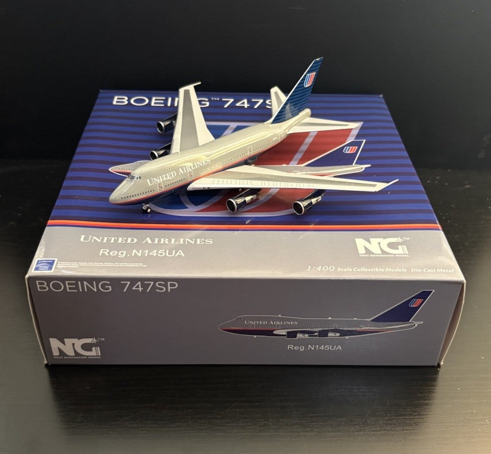NG Models 1:400 United Airlines Boeing 747SP Battleship Gray N145UA 07008 Plane