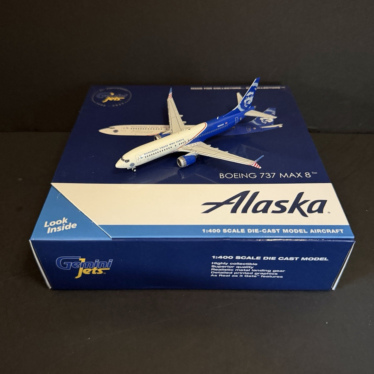 GeminiJets 1:400 Alaska Airlines Boeing 737 MAX 8 N806AK Honoring GJASA2258