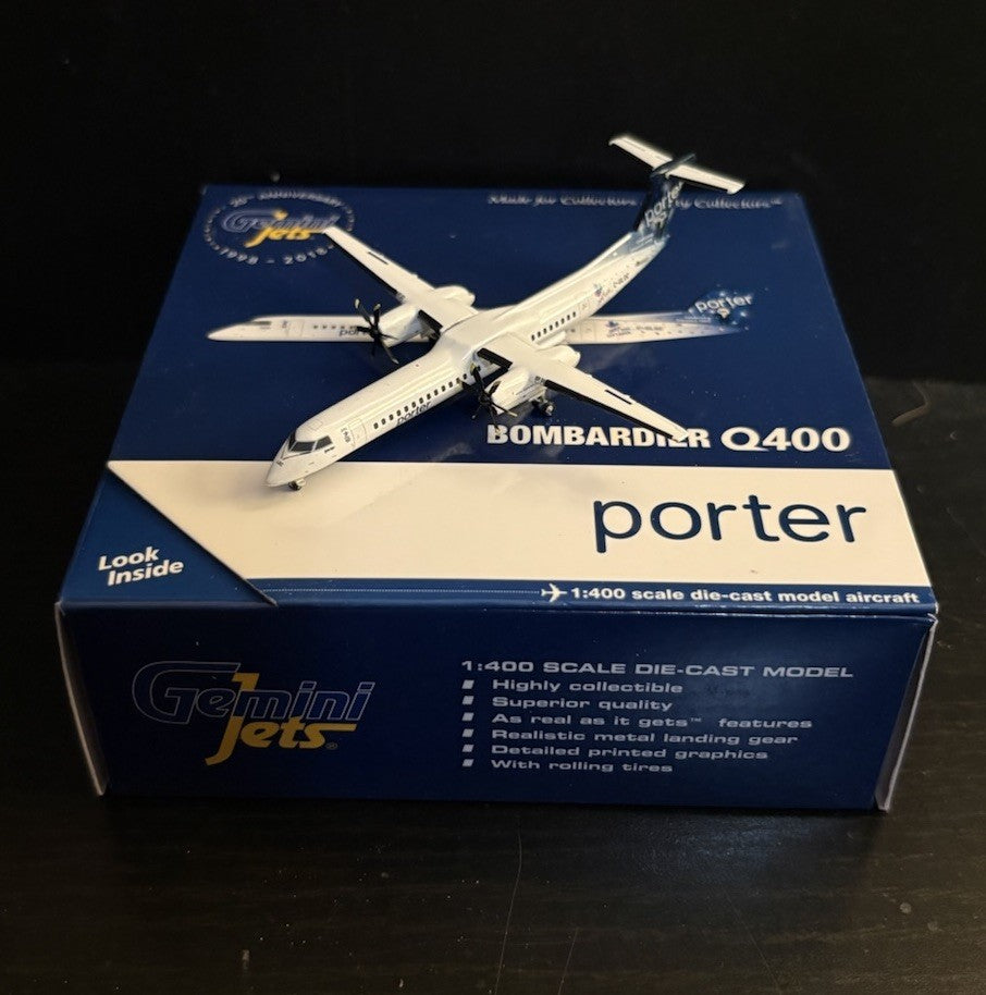 GeminiJets 1:400 Porter Dash 8 Q400 C-GLQC GJPOE1519 Diecast Scale Model Plane