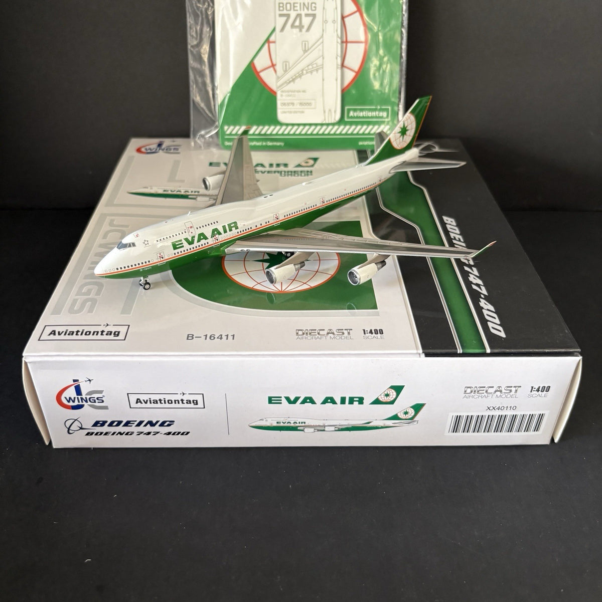 JC Wings 1:400 Eva Air Boeing 747-400 B-16411 JC4EVA0110 Scale Model Airplane