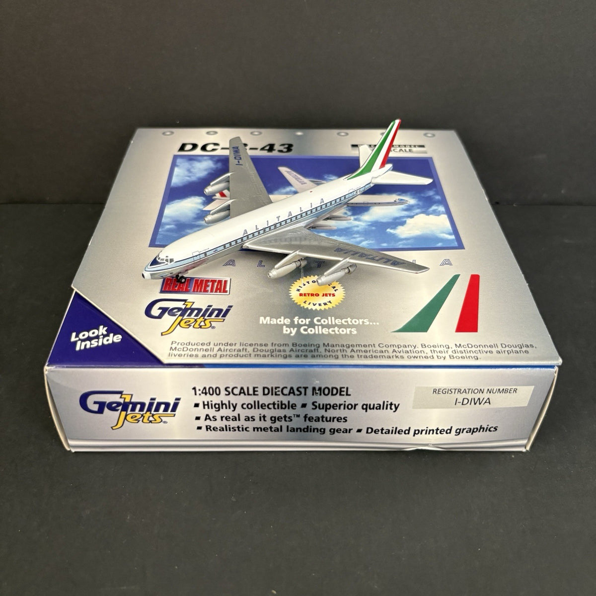 GeminiJets 1:400 Alitalia Douglas DC8-43 1960s Colors I-DIWA GJAZA157 Model