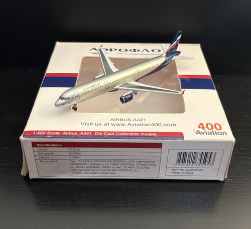 Aviation 400 Aeroflot Airbus A321 VP-BQR AV4321003 Scale Diecast Airplane Model