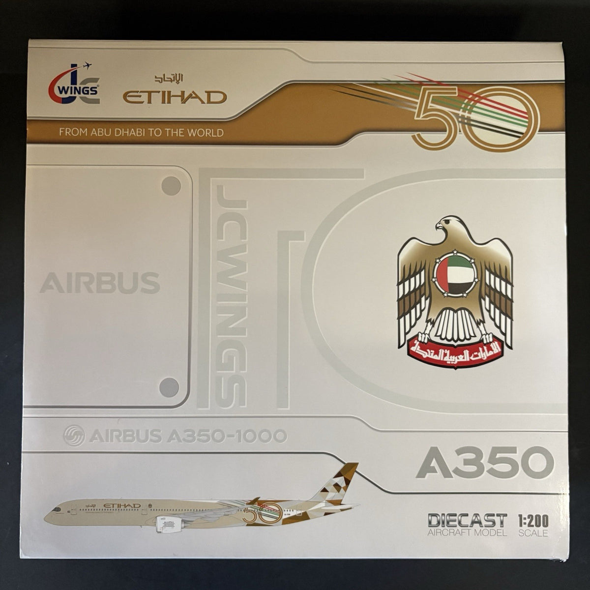 JC Wings 1:200 Etihad Airbus A350-1000 XWB A6-XWB 50 Years XX20339A Flaps Down