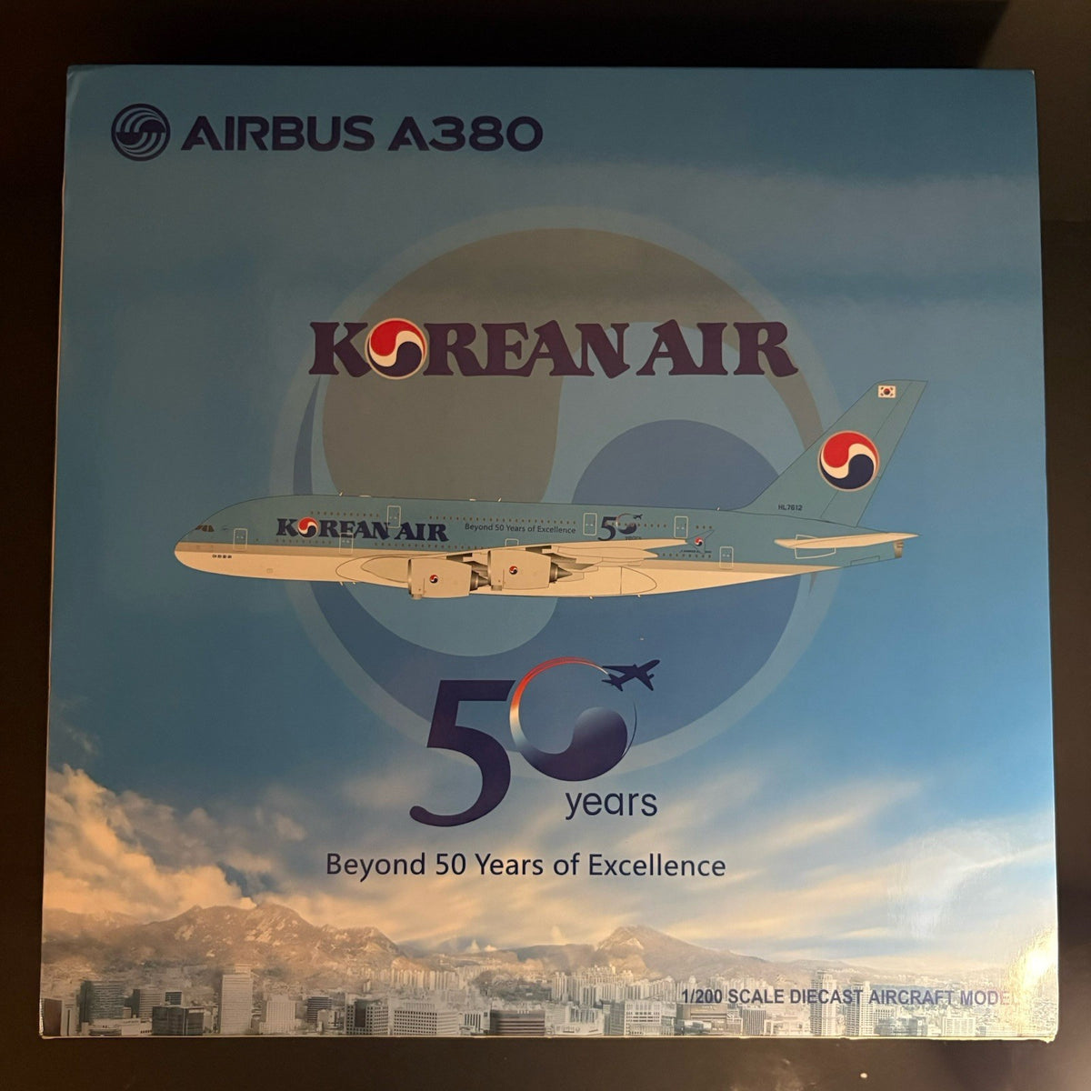 JC Wings 1:200 Korean Air Airbus A380 50th Anniversary HL7612 BBOX2542 Model