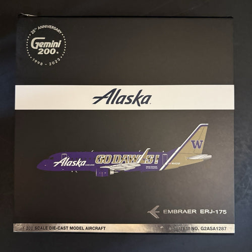 GeminiJets 1:200 Alaska Airlines Embraer ERJ-175 Go Dawgs N662QX G2ASA1287 Model