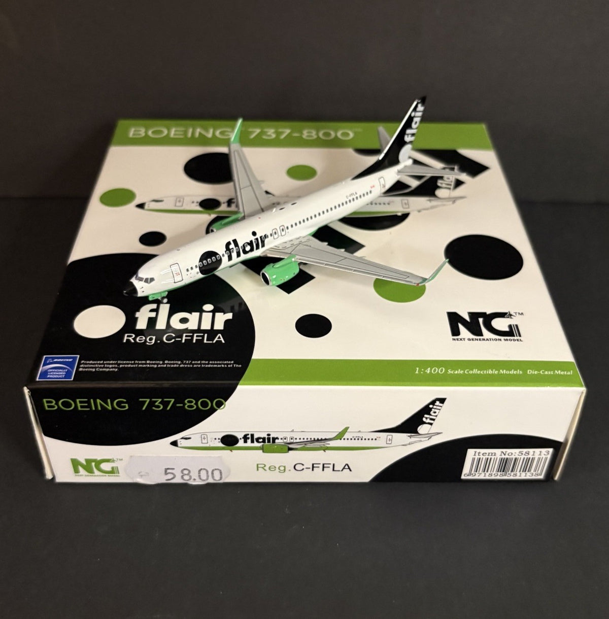 NG Models 1:400 Flair Airlines Boeing 737-800 C-FFLA 58113 Scale Model Airplane