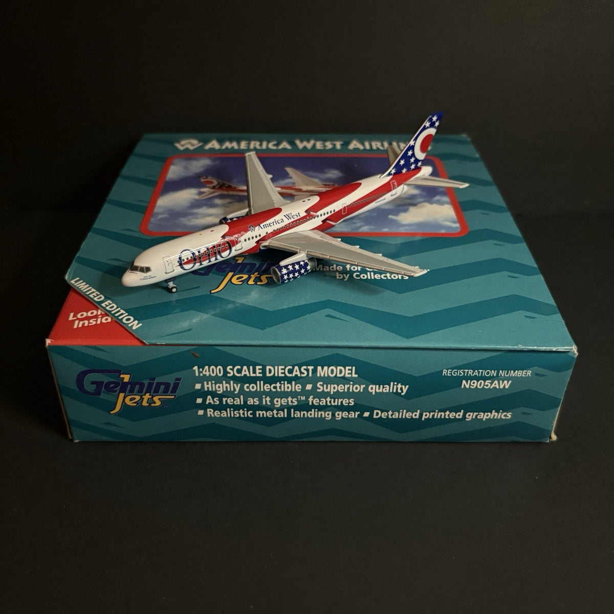 GeminiJets 1:400 America West Airlines Boeing 757-200 N905AW 'Ohio' GJAWE270