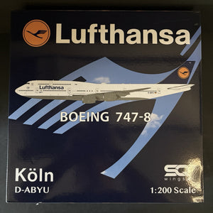 SQ Wings 1:200 Lufthansa Airlines Boeing 747-8 Diecast Aircraft Jet Model D-ABYU