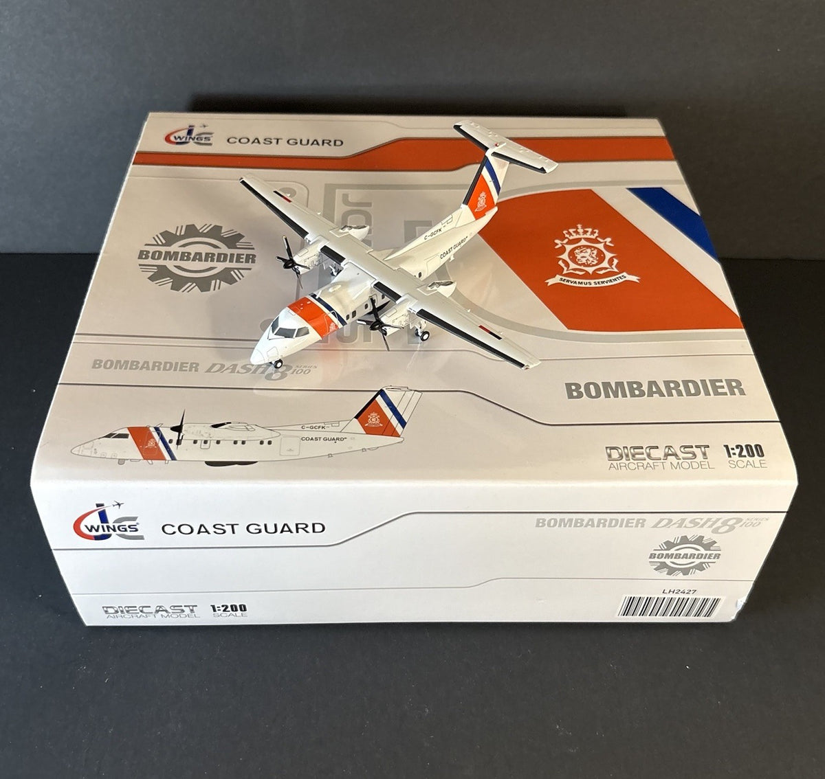 JC Wings 1:200 Coast Guard Bombardier Dash 8-Q100 C-GCFK LH2427 Diecast Model