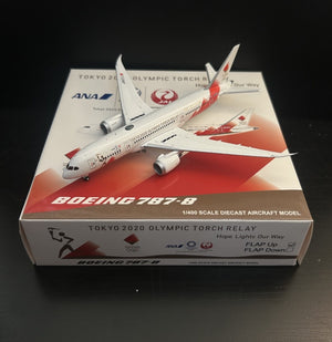 JC Wings 1:400 ANA JAL Torch Relay Boeing 787-8 Diecast Airplane Model JA837J