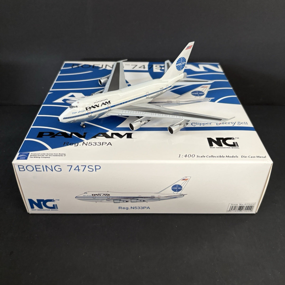 NG Models 1:400 Pan Am Boeing 747SP N533PA Clipper Liberty Bell 07022 Diecast