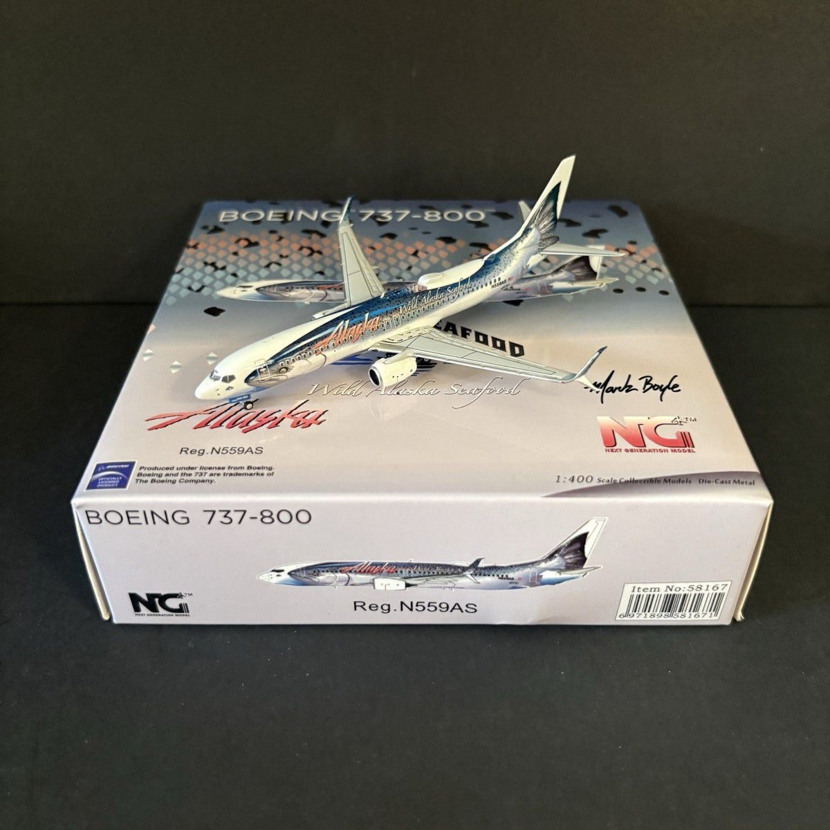 NG Models 1:400 Alaska Airlines Boeing 737-800 N559AS Salmon Thirty Salmon 58167