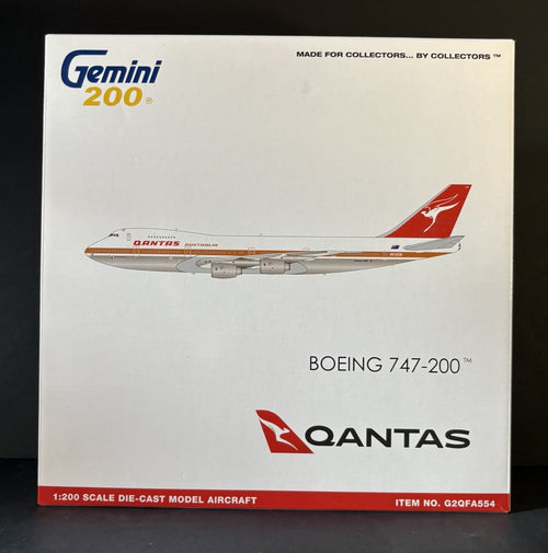 GeminiJets 1:200 Qantas Boeing 747-200 VH-ECB G2QFA554 Diecast Scale Model Plane