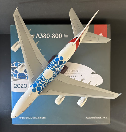GeminiJets 1:200 Emirates Airbus A380-800 Blue Expo 2020 A6-EOT G2UAE1044 Model